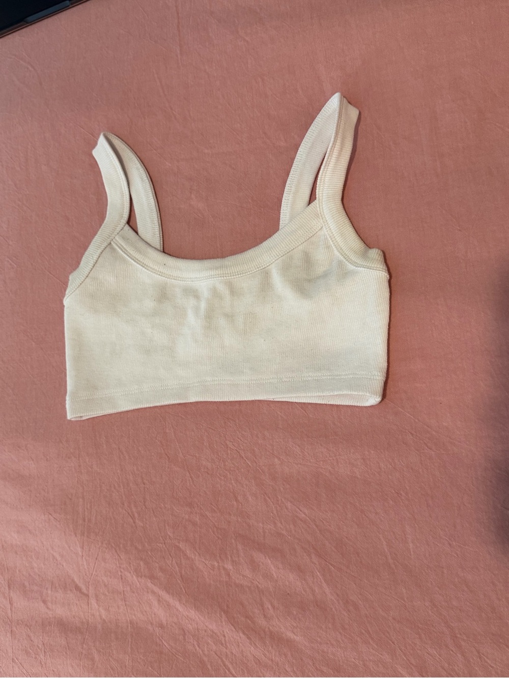 Women's Ribbed Off White Crop Tank Top